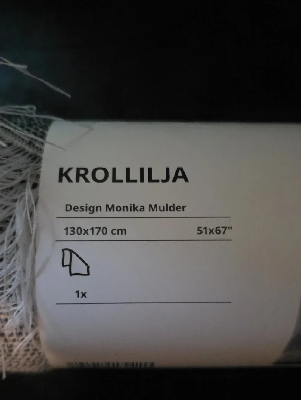 IKEA KROLLILJA Fringe Throw Blanket in Light Gray and White